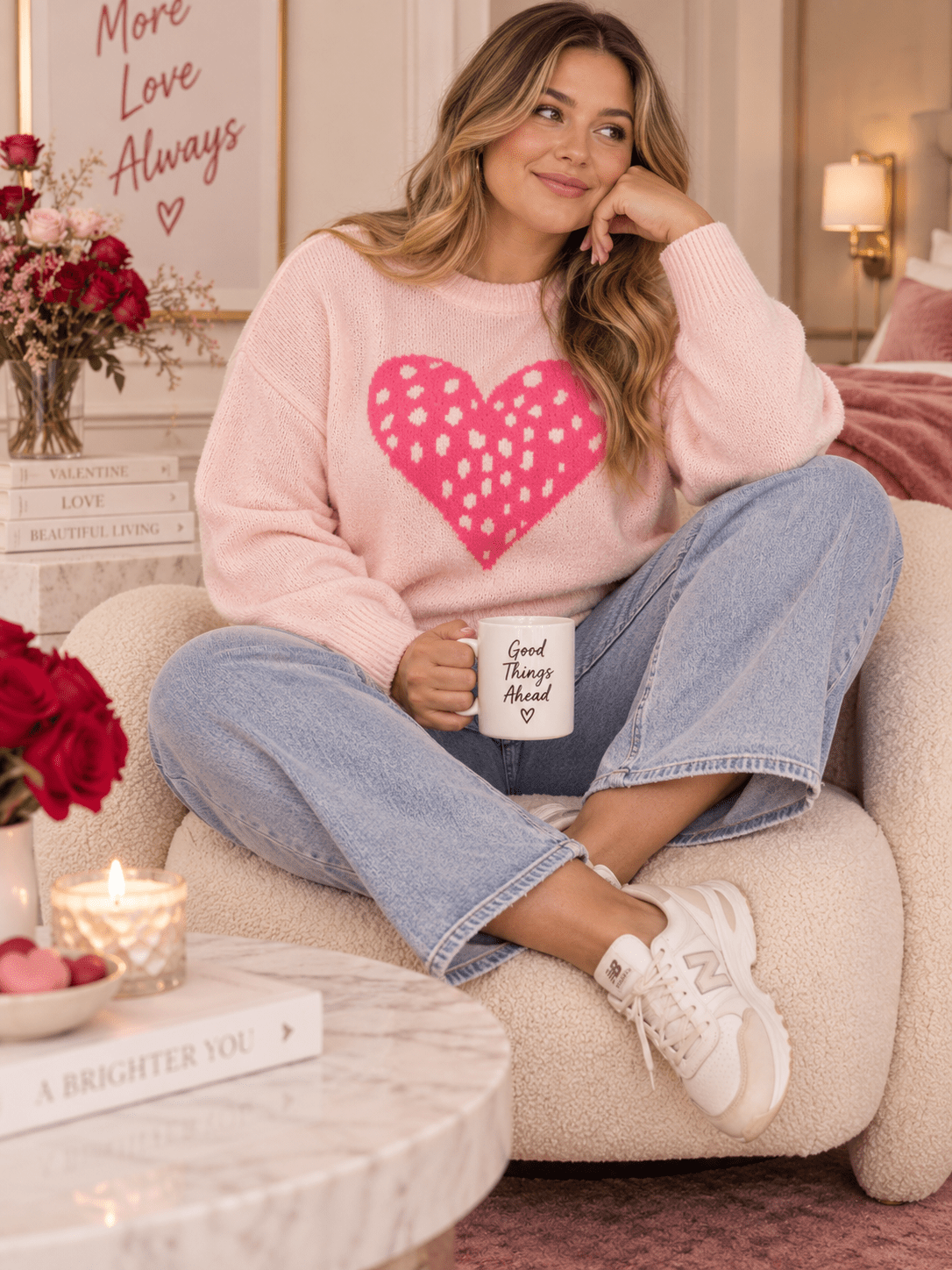 *****PLUS SIZE LONG SLEEVE HEARTS PRINT PULLOVER COLORBLOCK SWEATER