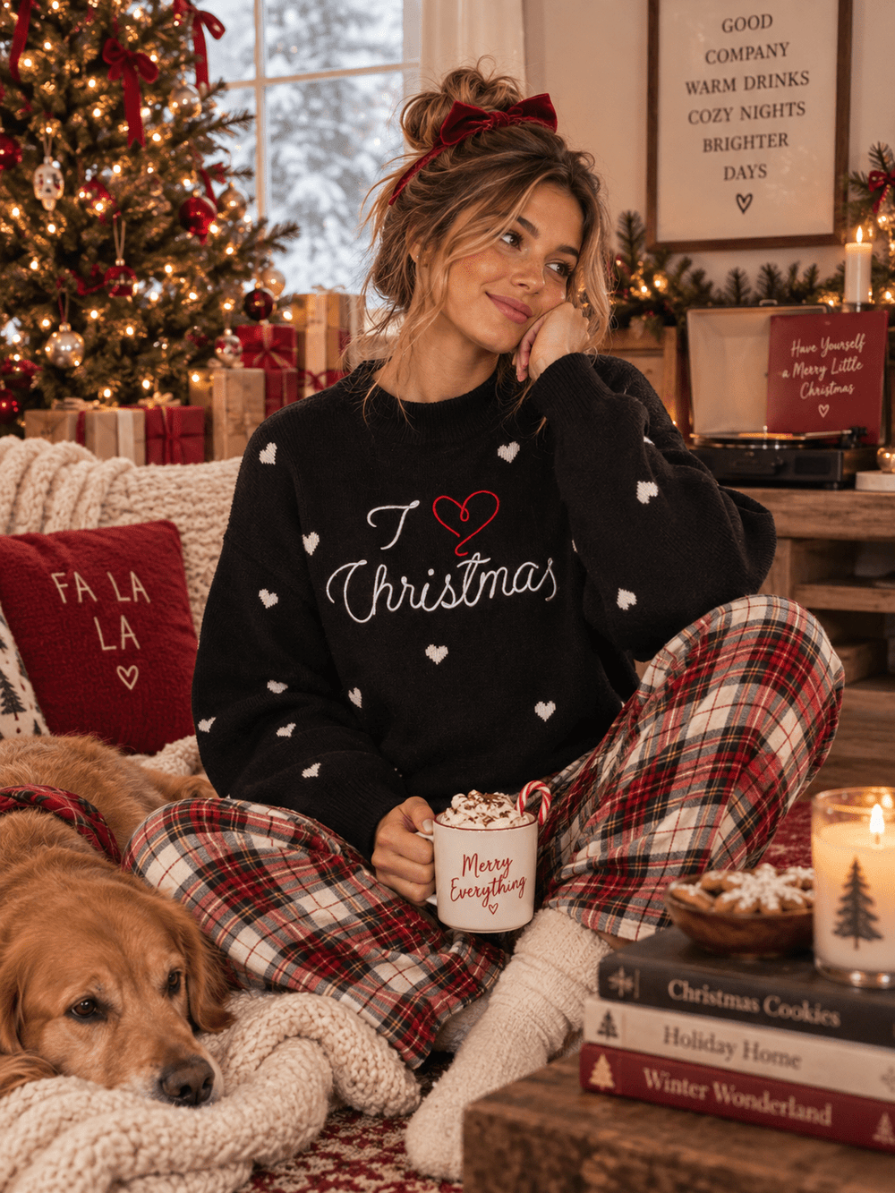 WOMEN'S LONG SLEEVE I LOVE CHRISTMAS PULLOVER SWEATER