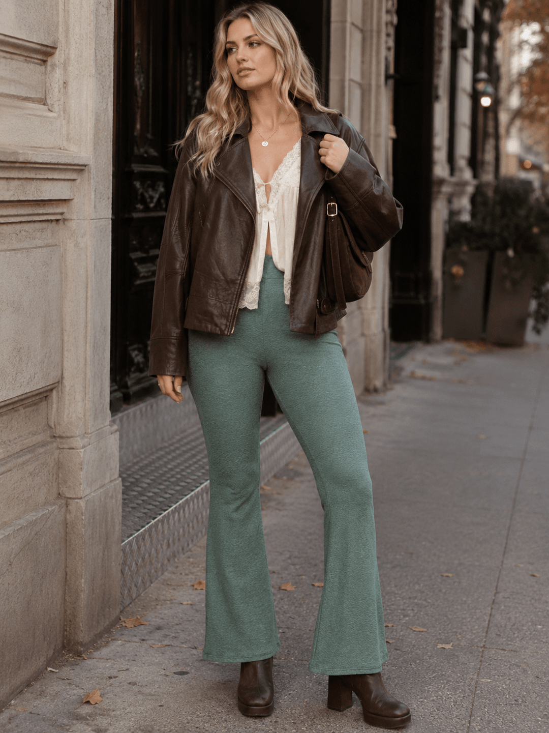 WOMEN'S ELASTIC WAIST BELL BOTTOMS PANTS