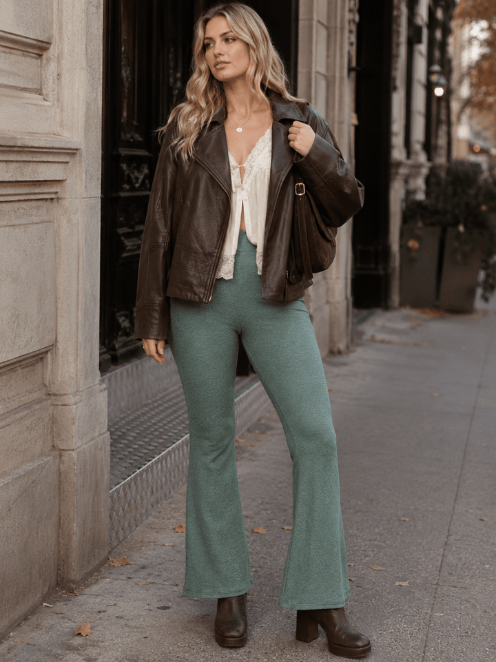 WOMEN'S ELASTIC WAIST BELL BOTTOMS PANTS