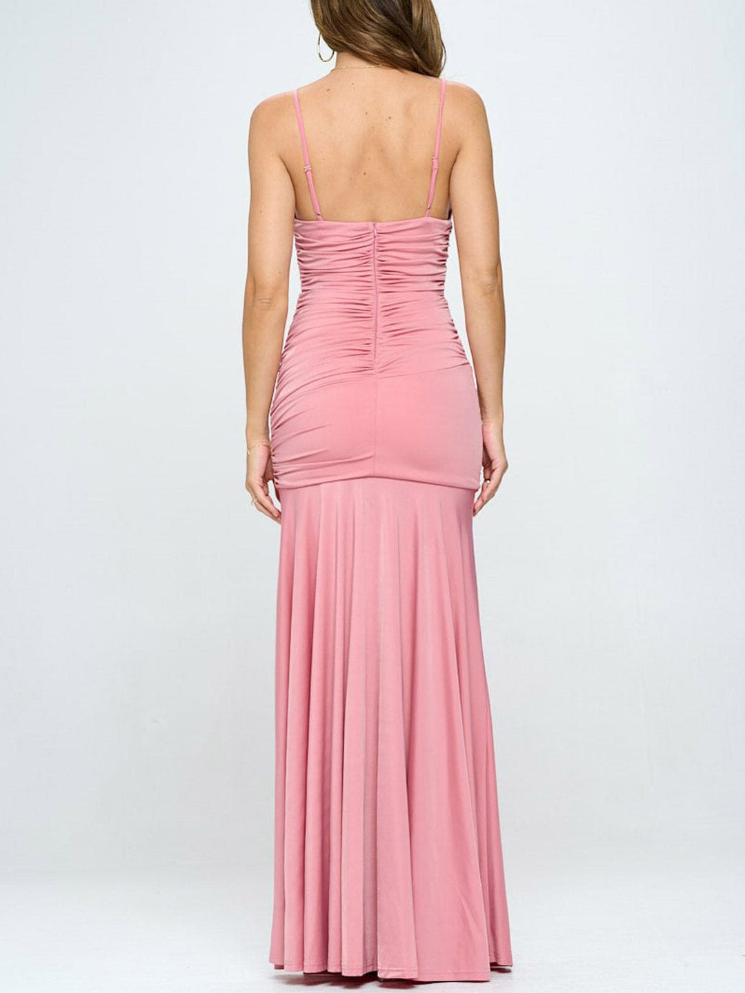 WOMEN'S SLEEVELESS V-NECK FRONT SLIT MAXI DRESS