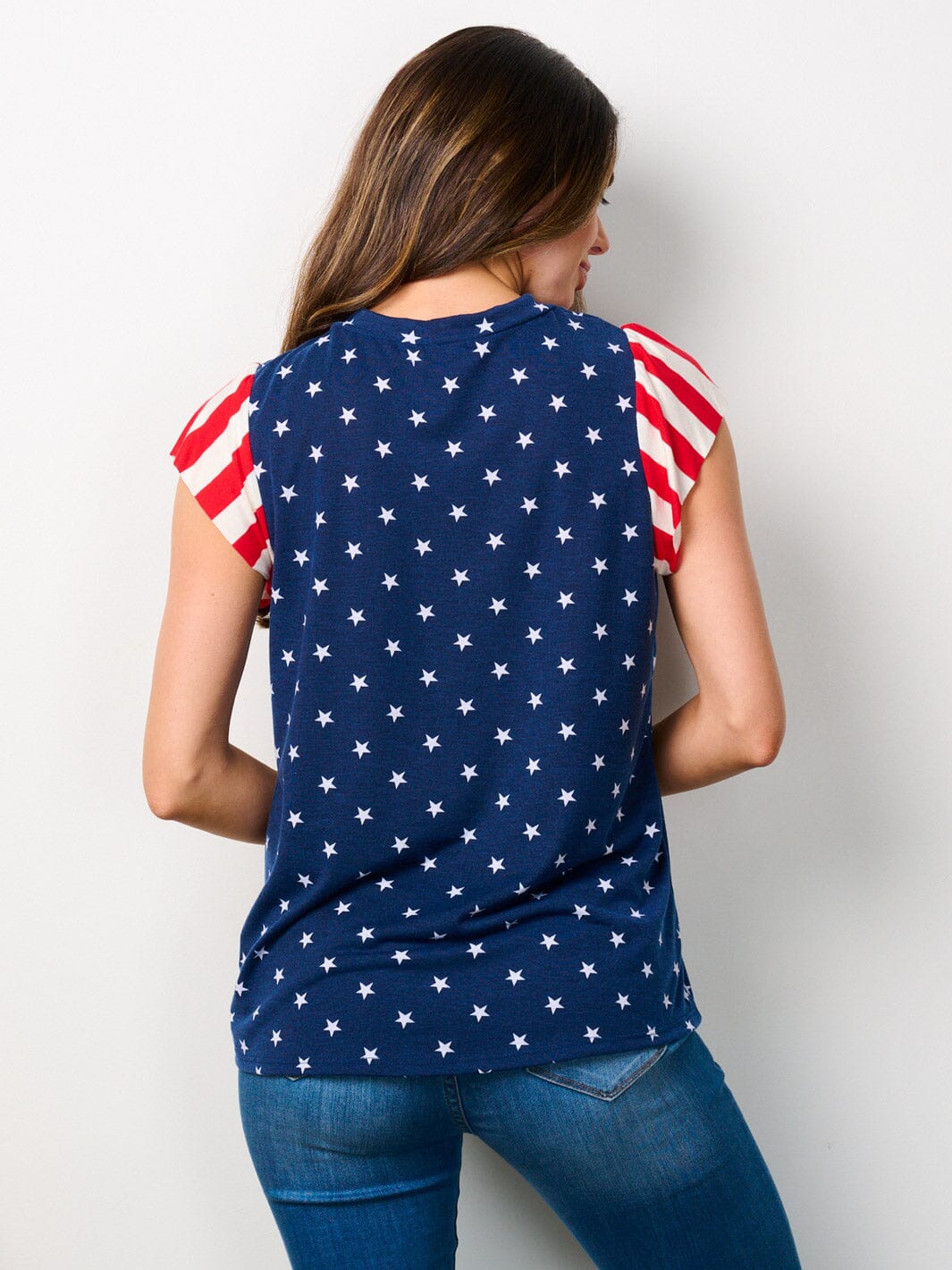 WOMEN'S SHORT SLEEVE FLAG PATRIOTIC TUNIC TOP
