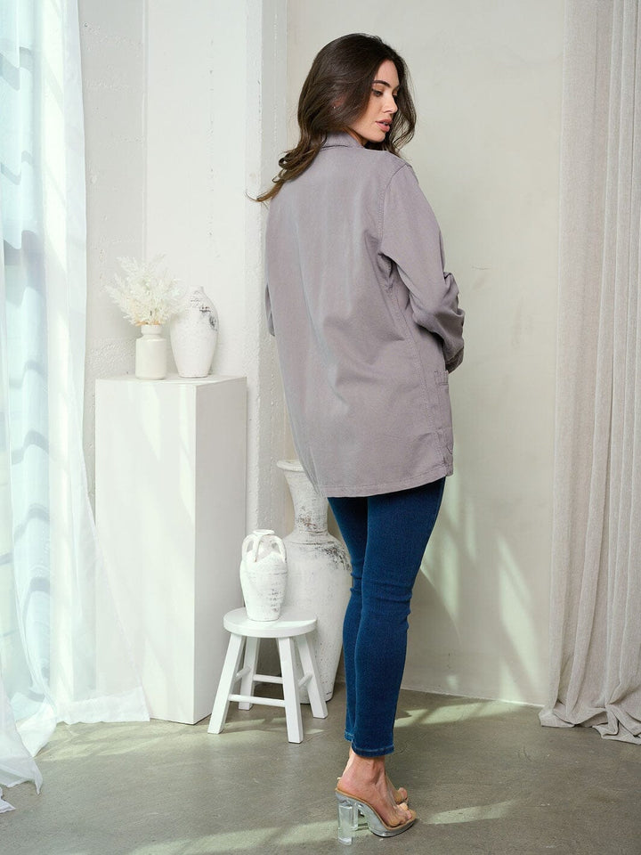 WOMEN'S LONG SLEEVE BUTTON UP UTILITY JACKET