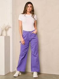 WOMEN'S WIDE LEG POCKETS DENIM PANTS
