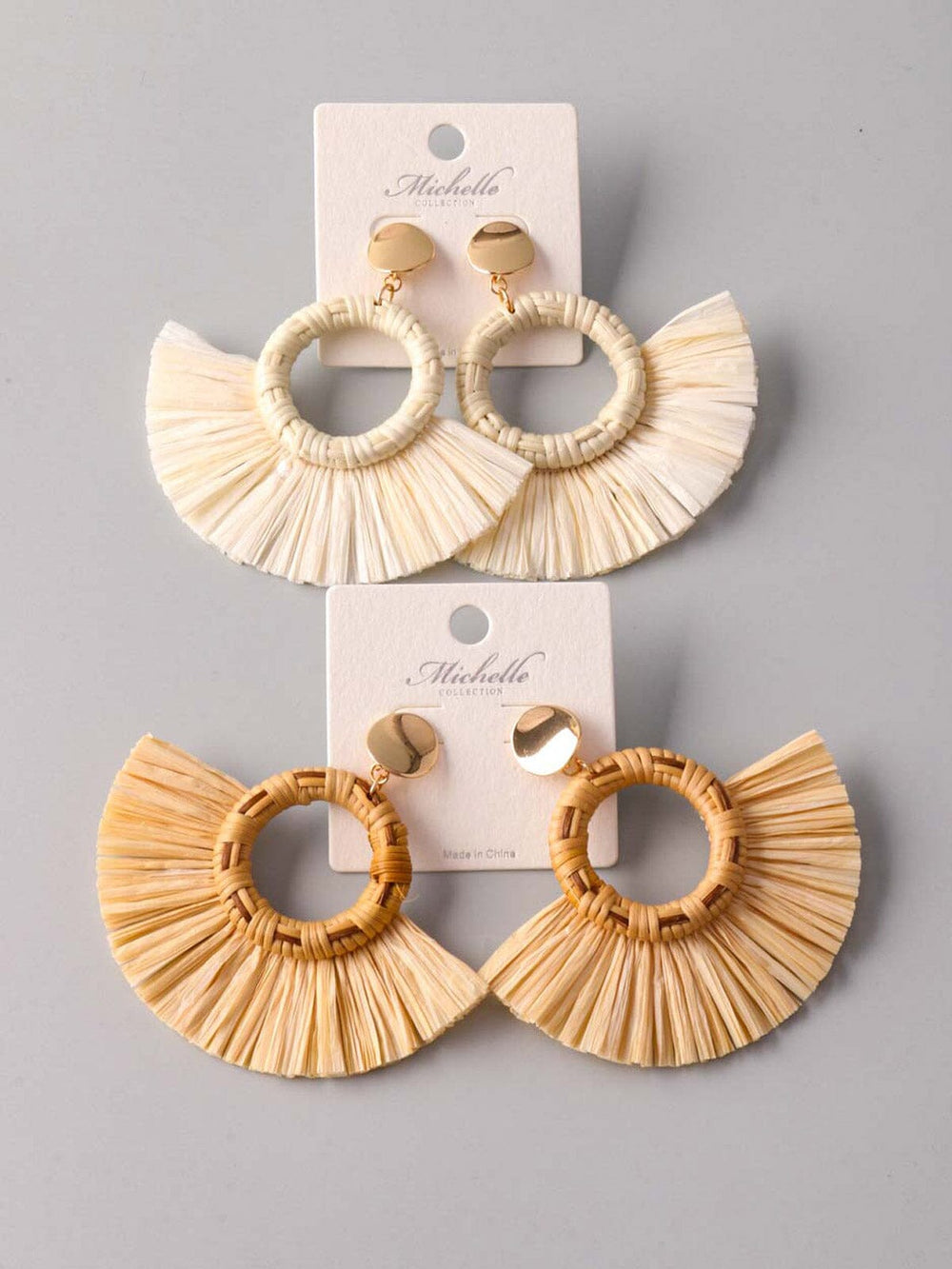 FASHION ASSORTED COLORS BASKET WEAVE DROP EARRINGS