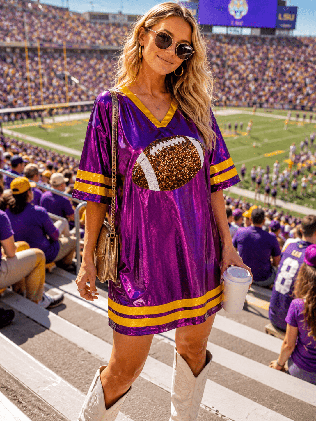 WOMEN'S SHORT SLEEVE V-NECK SEQUINS FOOTBALL LOOSE FIT METALLIC MINI DRESS