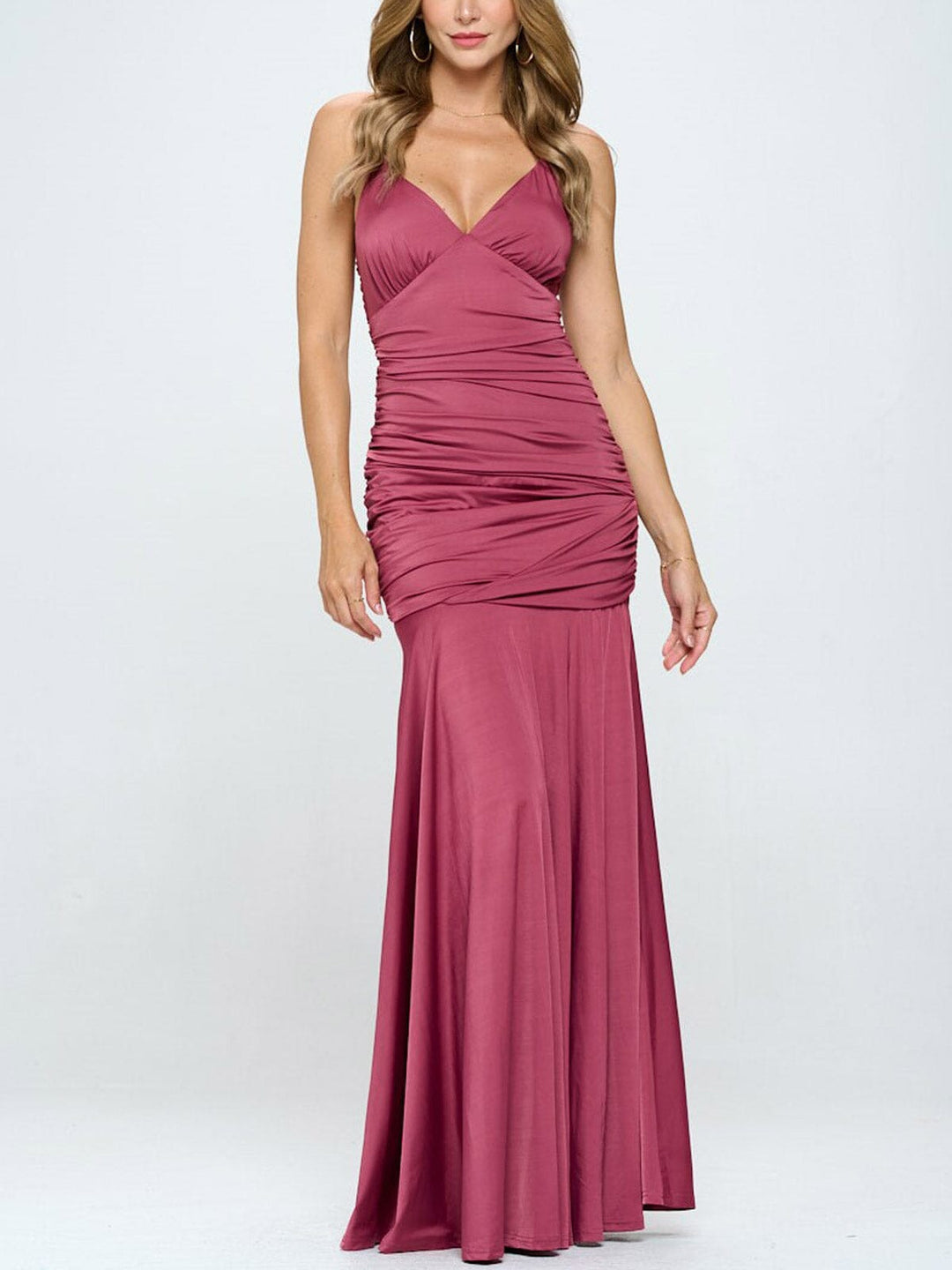 WOMEN'S SLEEVELESS V-NECK FRONT SLIT MAXI DRESS