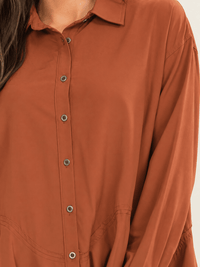 ENTRO WOMEN'S LONG SLEEVE BUTTON UP PEPLUM BLOUSE