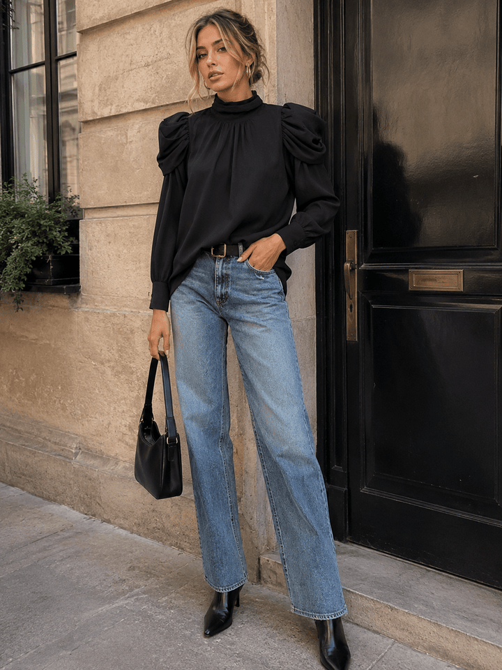ENTRO WOMEN'S LONG SLEEVE SOLID BLOUSE