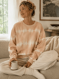 WOMEN'S LONG SLEEVE TIE DYE PULLOVER SWEATER
