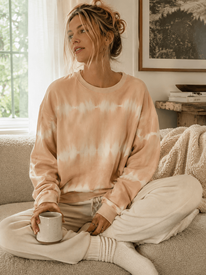 WOMEN'S LONG SLEEVE TIE DYE PULLOVER SWEATER