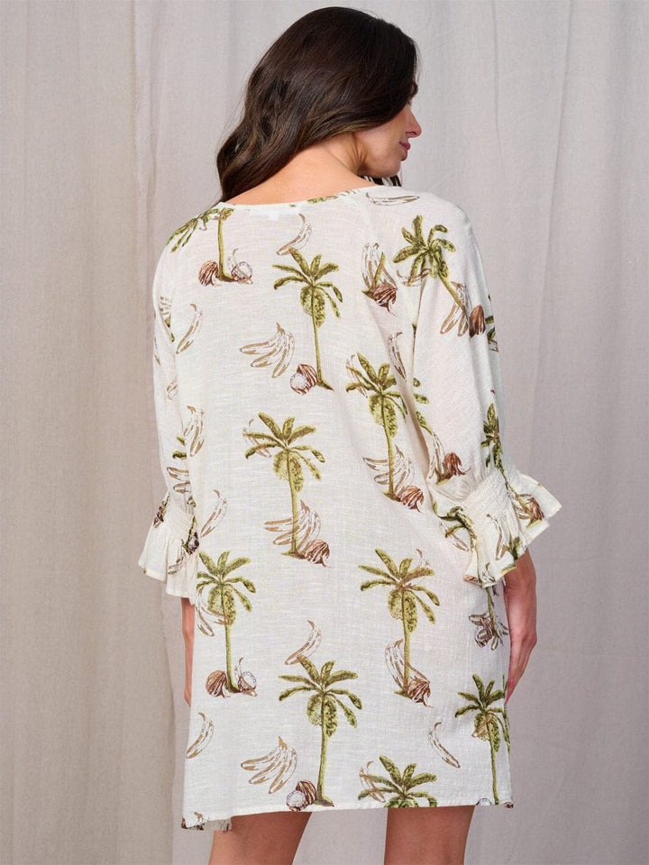 WOMEN'S 3/4 SLEEVE PRINT TUNIC MINI DRESS