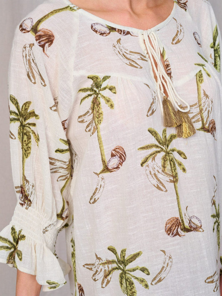 WOMEN'S 3/4 SLEEVE PRINT TUNIC MINI DRESS