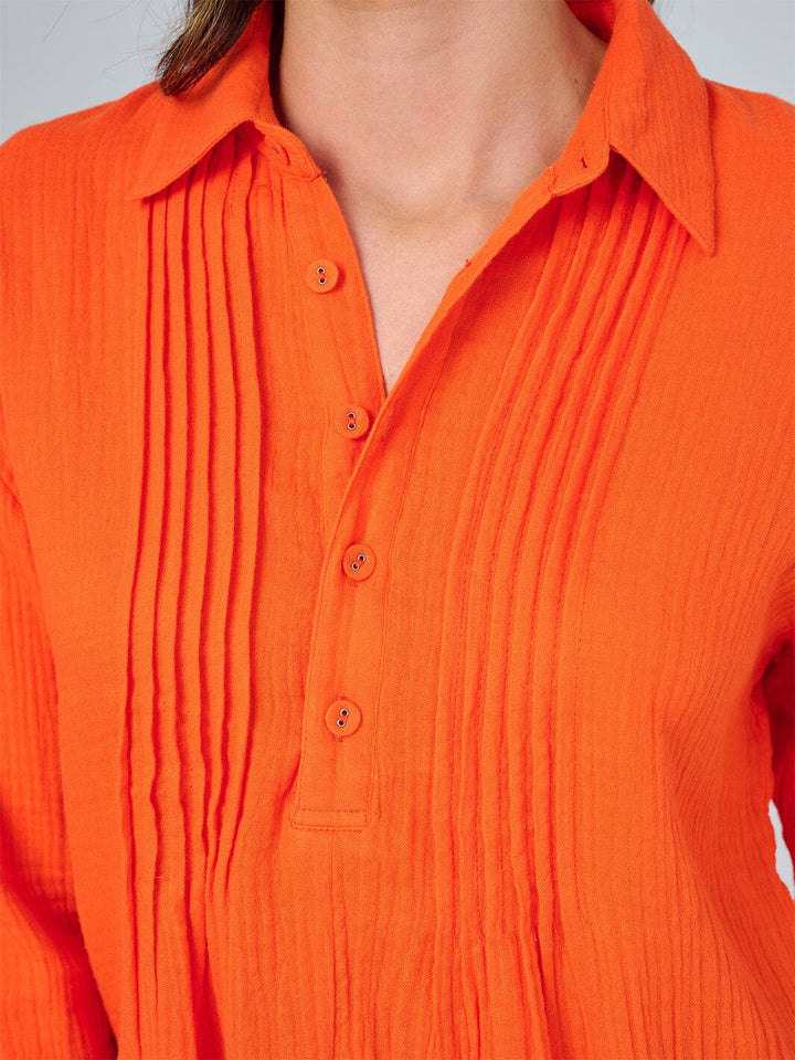 WOMEN'S LONG SLEEVE BUTTON UP TUNIC BLOUSE