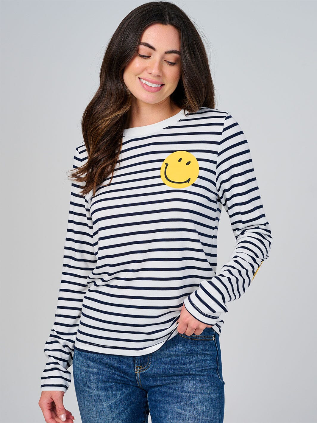 WOMEN'S LONG SLEEVE COLORBLOCK STRIPES GRAPHIC TOP