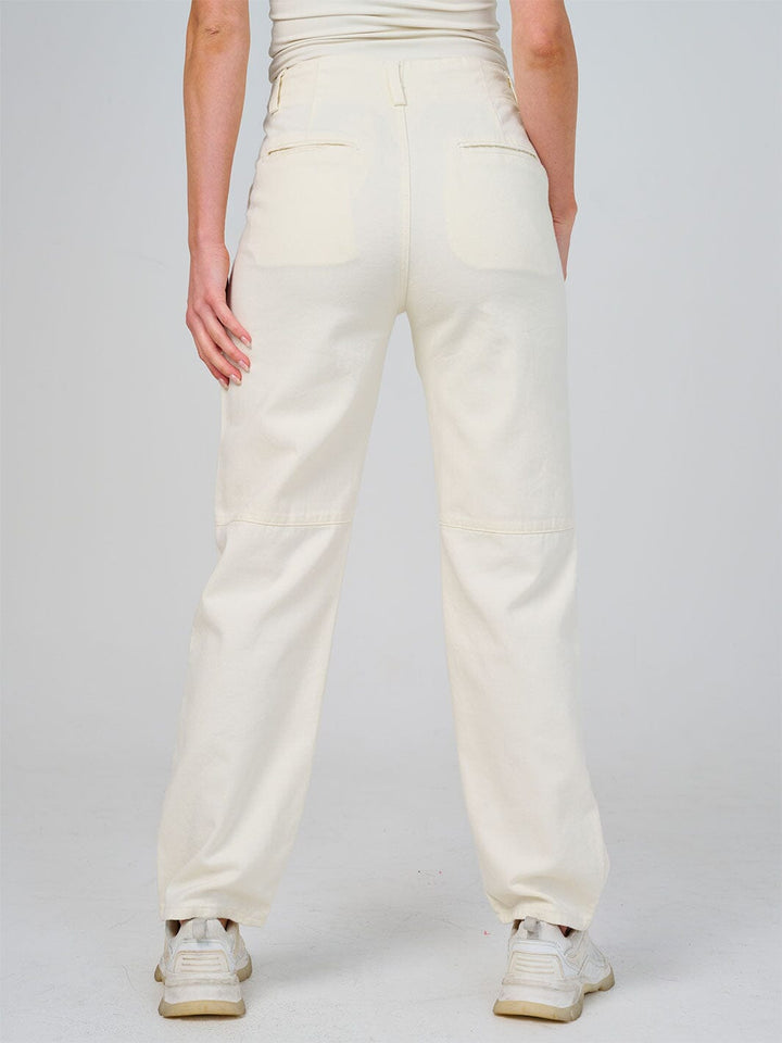 WOMEN'S BUTTON CLOSURE POCKETS WIDE LEG DENIM PANTS