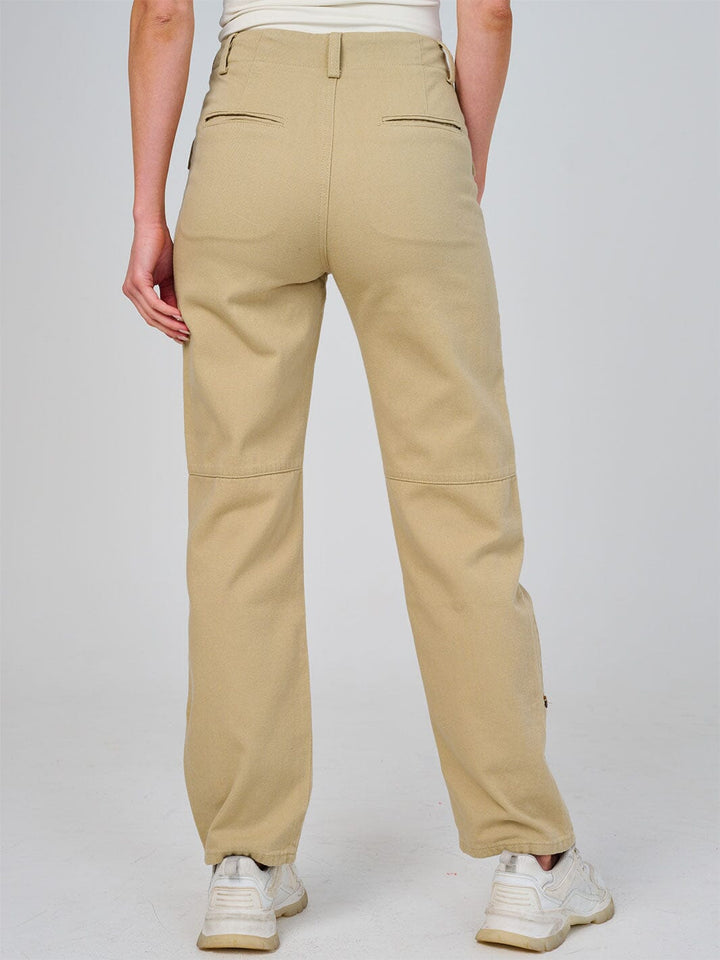 WOMEN'S BUTTON CLOSURE POCKETS WIDE LEG DENIM PANTS