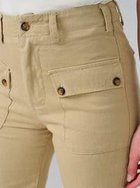 WOMEN'S BUTTON CLOSURE POCKETS WIDE LEG DENIM PANTS