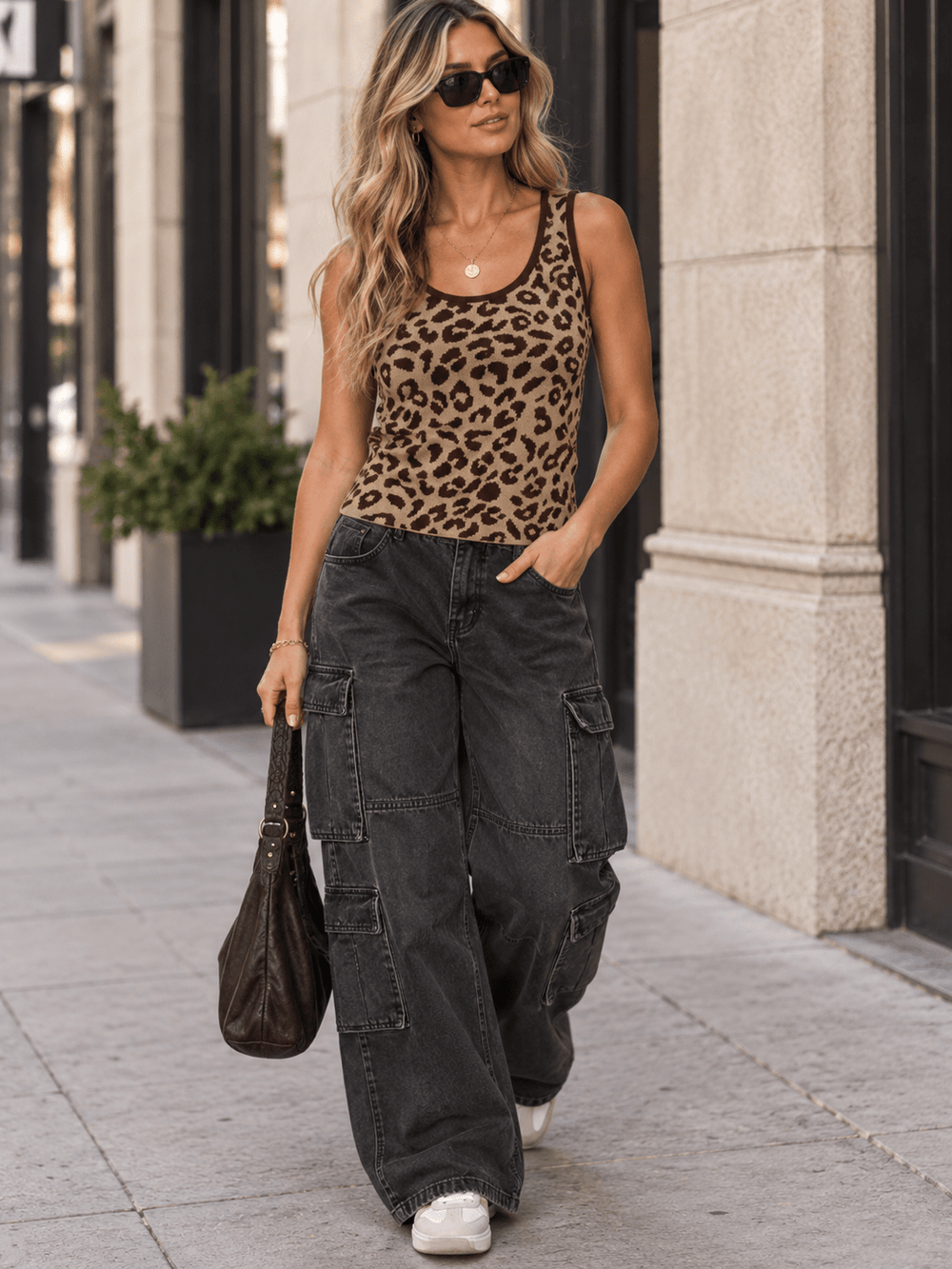 WOMEN'S SLEEVELESS ANIMAL PRINT TANK TOP