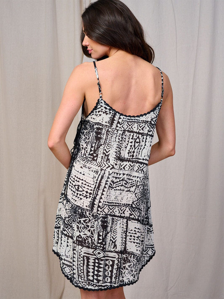 WOMEN'S SLEEVELESS MULTI PRINT TUNIC MINI DRESS
