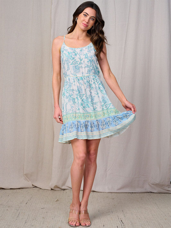 WOMEN'S SLEEVELESS OPEN BACK FLORAL MINI DRESS