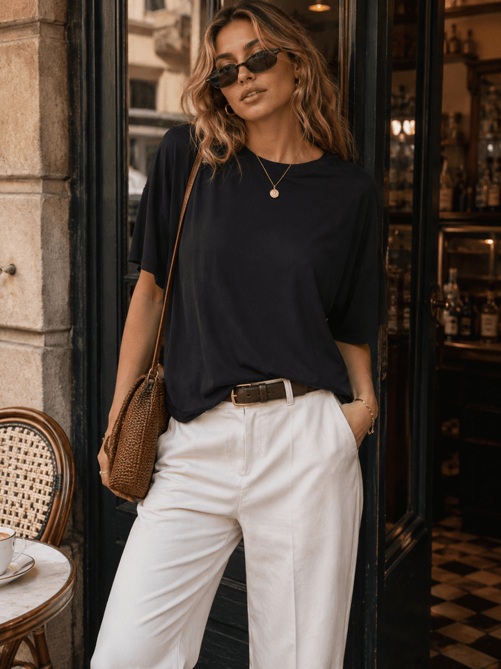 WOMEN'S SHORT SLEEVE SOLID BASIC T-SHIRT
