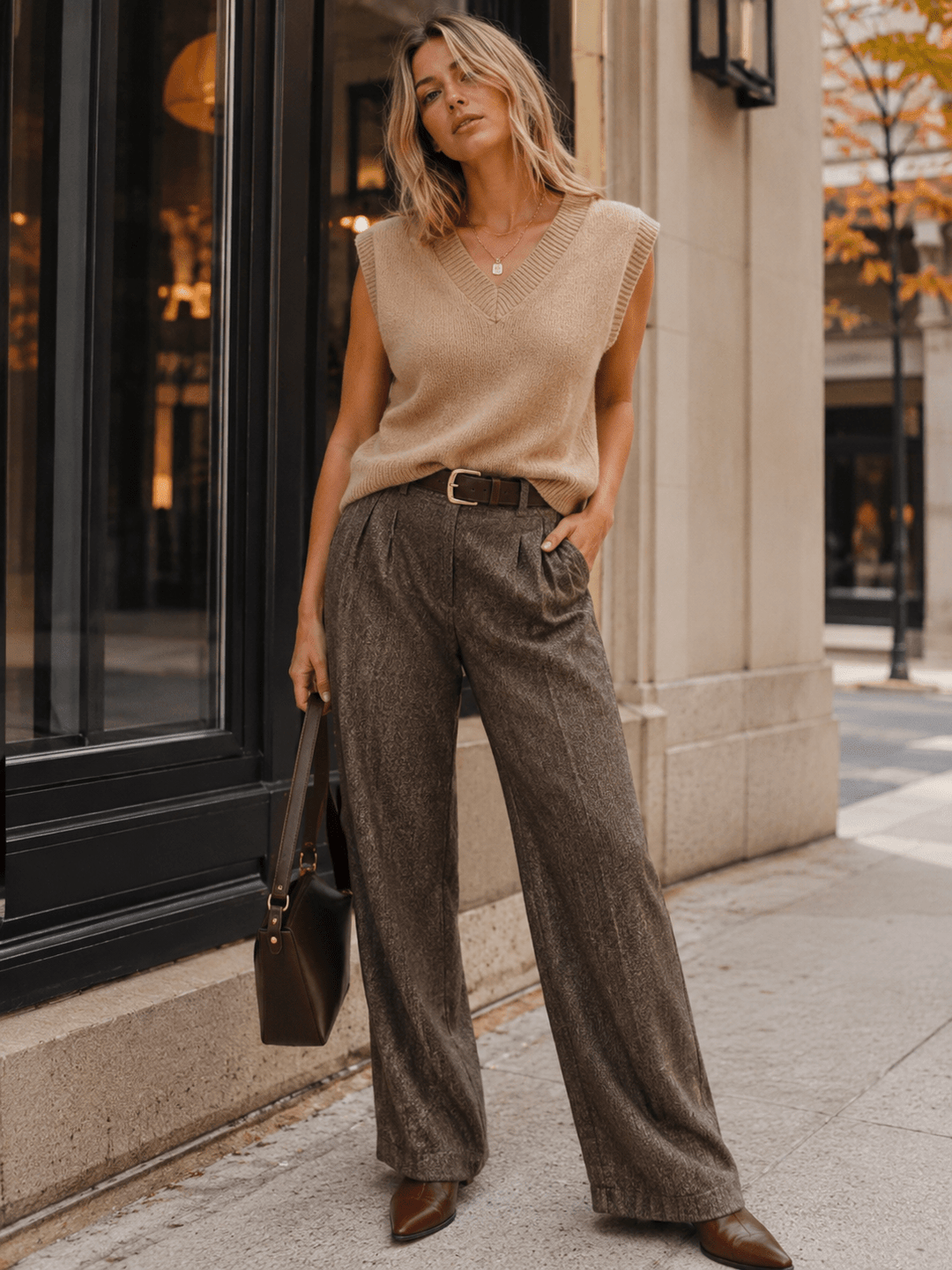 WOMEN'S SLEEVELESS V-NECK SWEATER VEST
