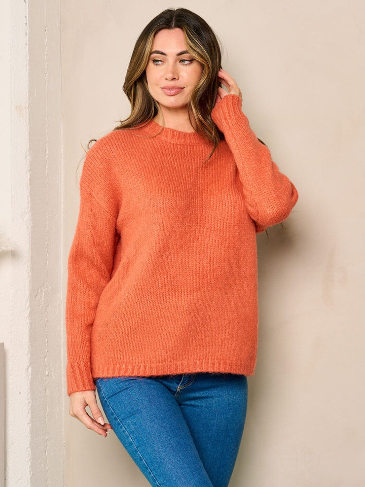 WOMEN'S LONG SLEEVE SOLID KNIT SWEATER