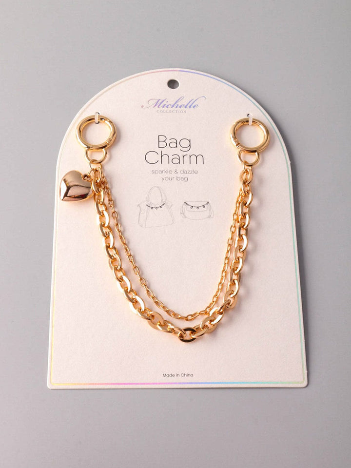 FASHION GOLD CHAIN HEART BAG CHARM