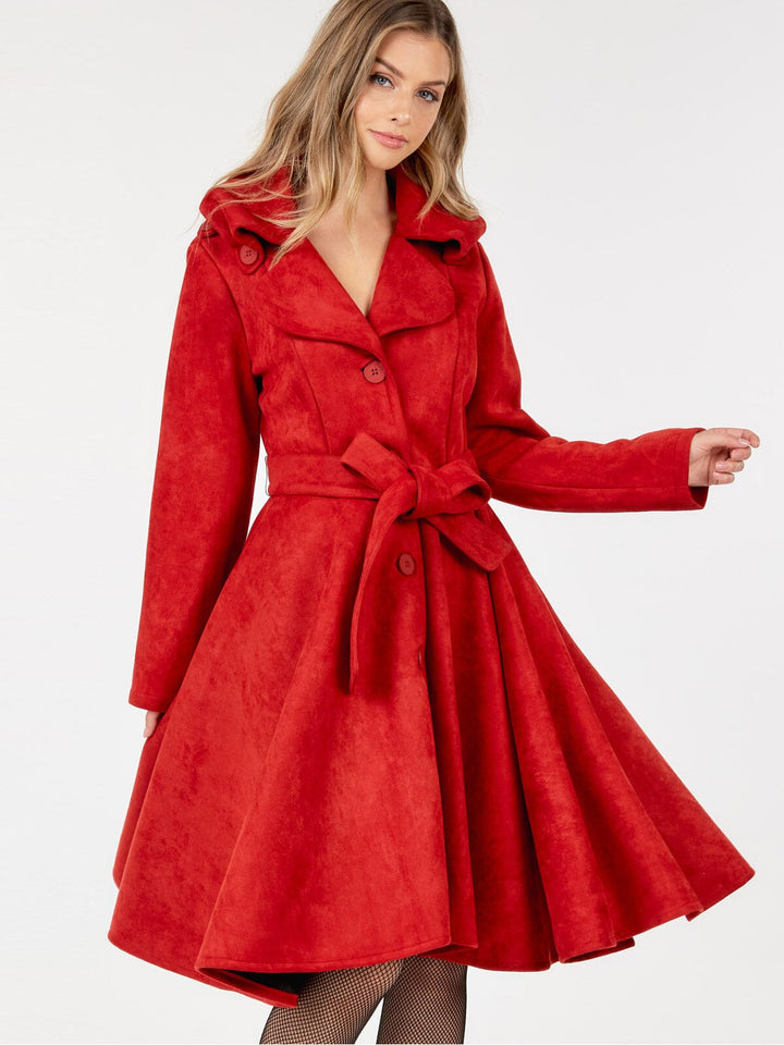 WOMEN'S LONG SLEEVE BUTTON CLOSURE SELF TIE MIDI DRESS