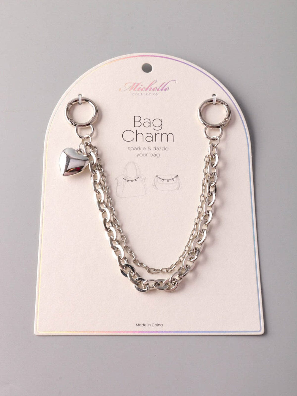 FASHION SILVER CHAIN HEART BAG CHARM