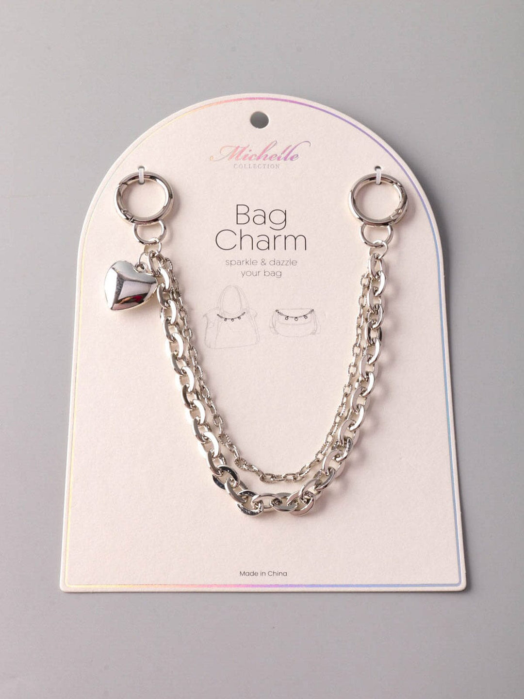 FASHION SILVER CHAIN HEART BAG CHARM