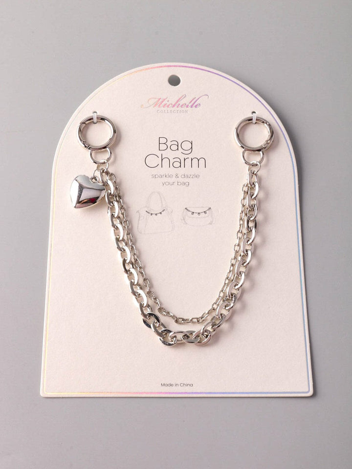 FASHION SILVER CHAIN HEART BAG CHARM