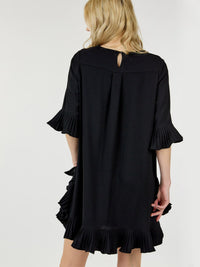 WOMEN'S SHORT SLEEVE RUFFLE TUNIC MINI DRESS