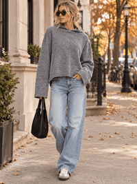 WOMEN'S LONG SLEEVE HOODED PULLOVER SWEATER