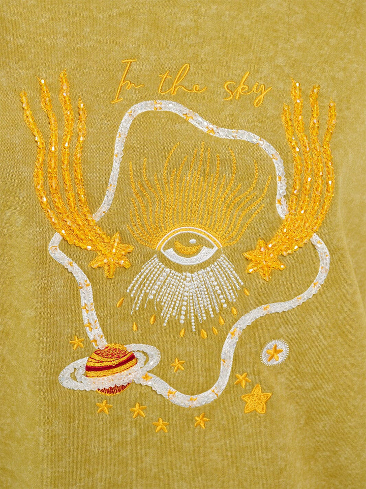 WOMEN'S LONG SLEEVE GRAPHIC STUDS PULLOVER SWEATER