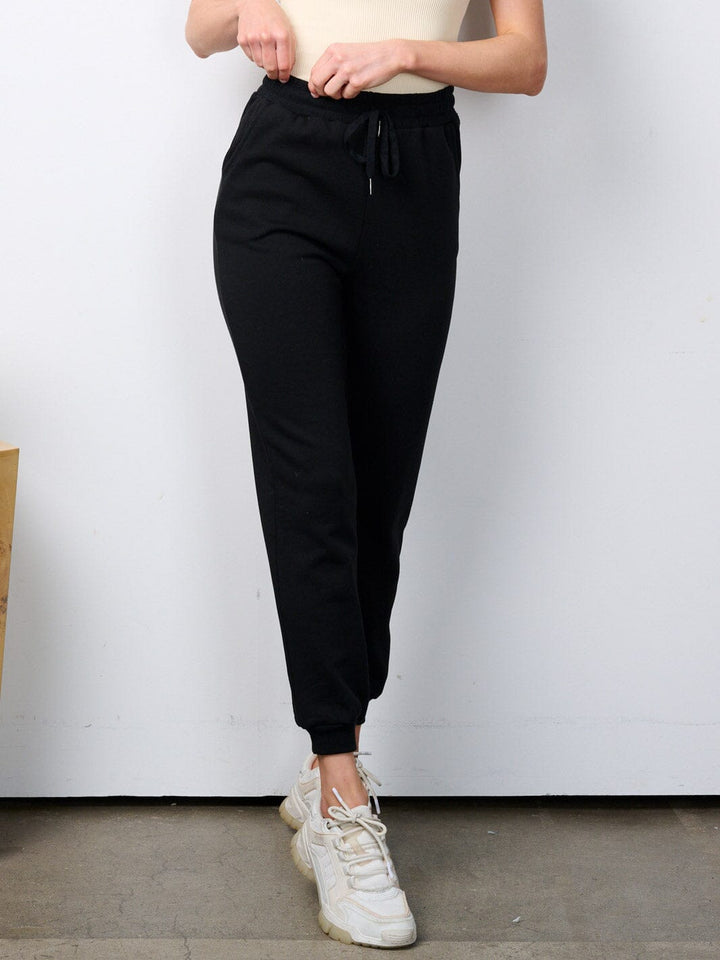 WOMEN'S ELASTIC WAIST POCKETS JOGGER PANTS