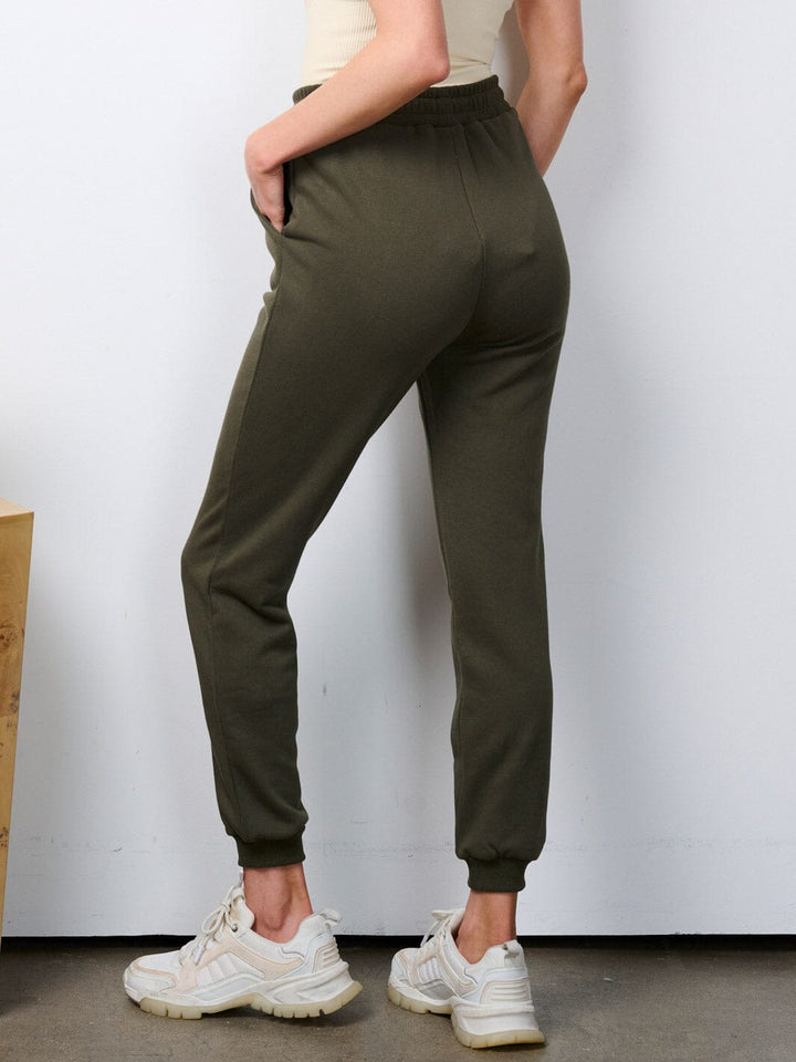 WOMEN'S ELASTIC WAIST POCKETS JOGGER PANTS