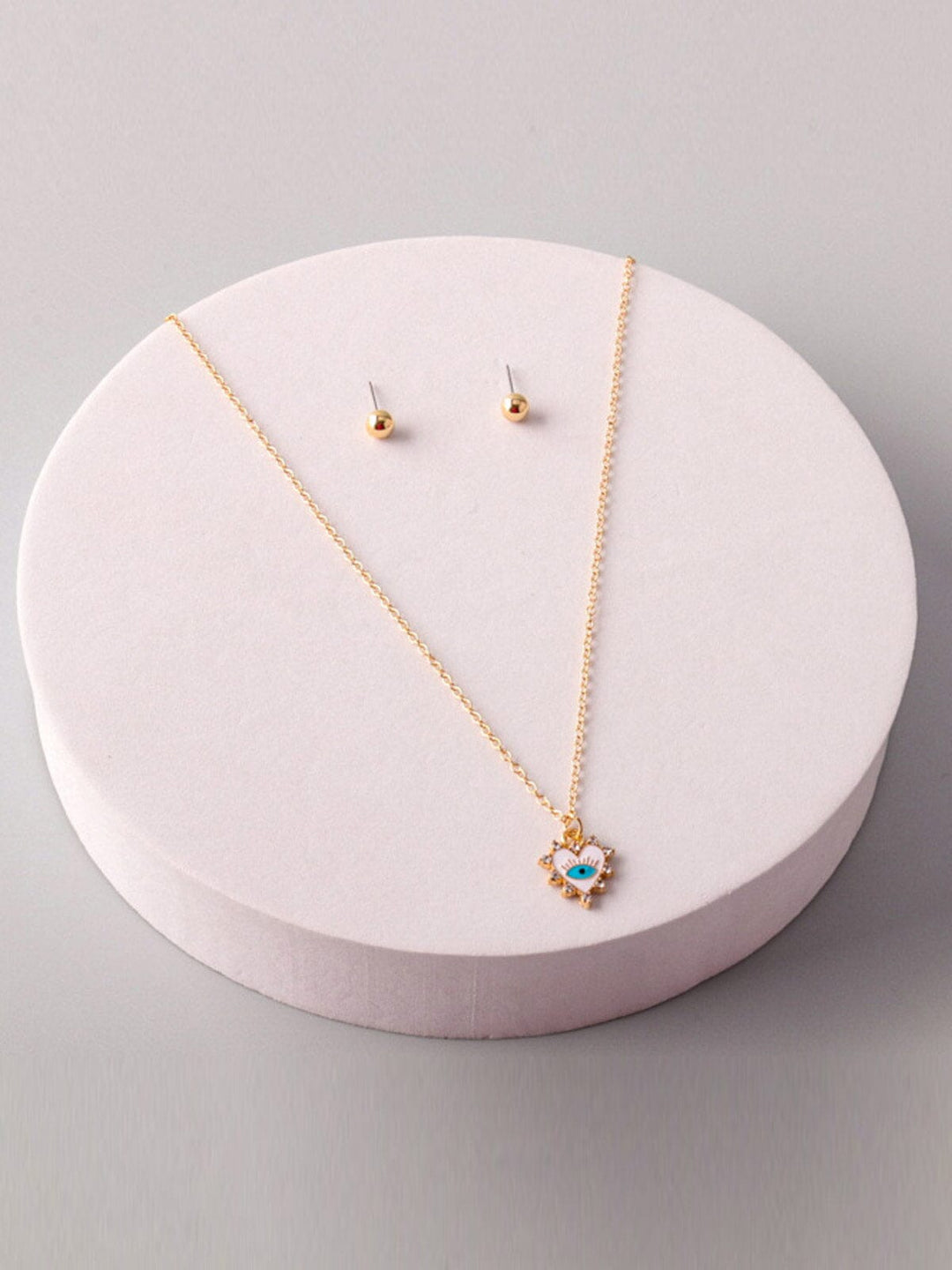 WOMEN'S GOLD EVIL EYE EARRINGS & NECKLACE SET