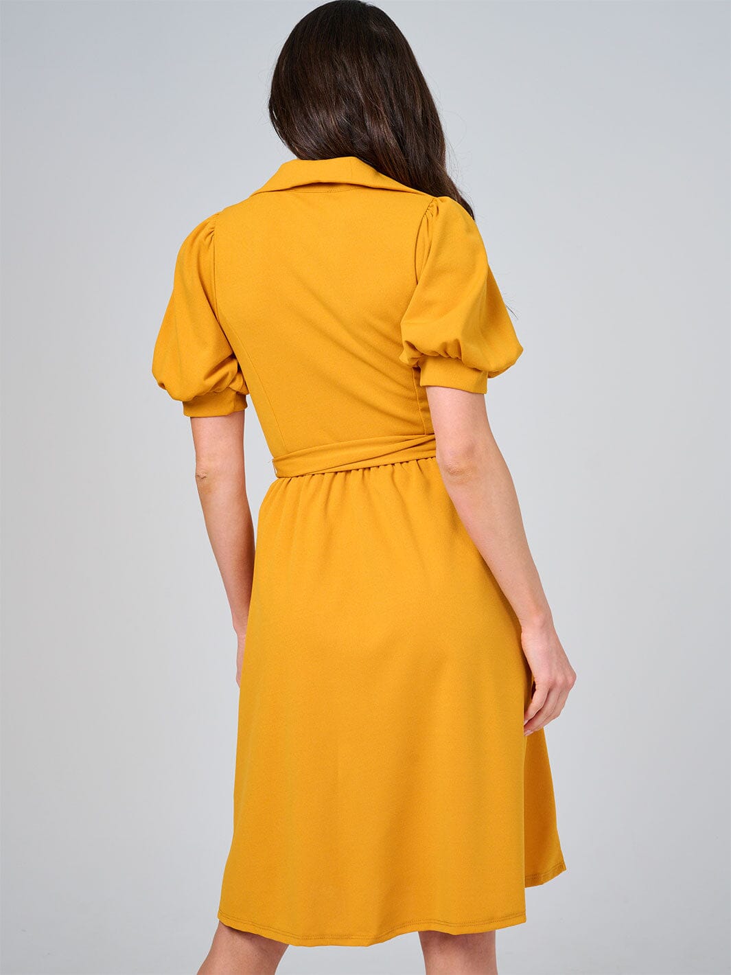 WOMEN'S SHORT SLEEVE ZIP UP ELASTIC WAIST SELF TIE MINI DRESS