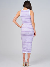 WOMEN'S SLEEVELESS COLORBLOCK BODYCON MESH MAXI DRESS