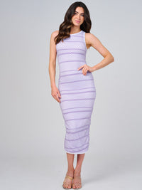 WOMEN'S SLEEVELESS COLORBLOCK BODYCON MESH MAXI DRESS
