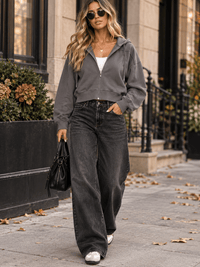 WOMEN'S LONG SLEEVE ZIP UP HOODED SWEATER