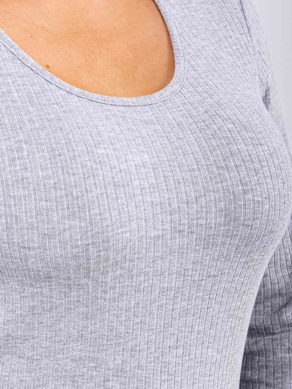 PLUS SIZE LONG SLEEVE RIBBED BASIC TOP