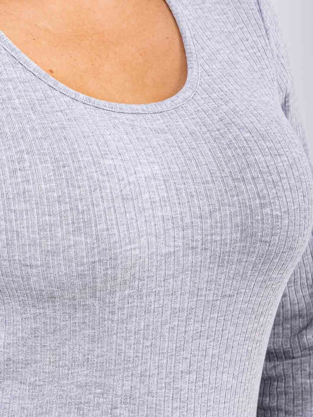 PLUS SIZE LONG SLEEVE RIBBED BASIC TOP