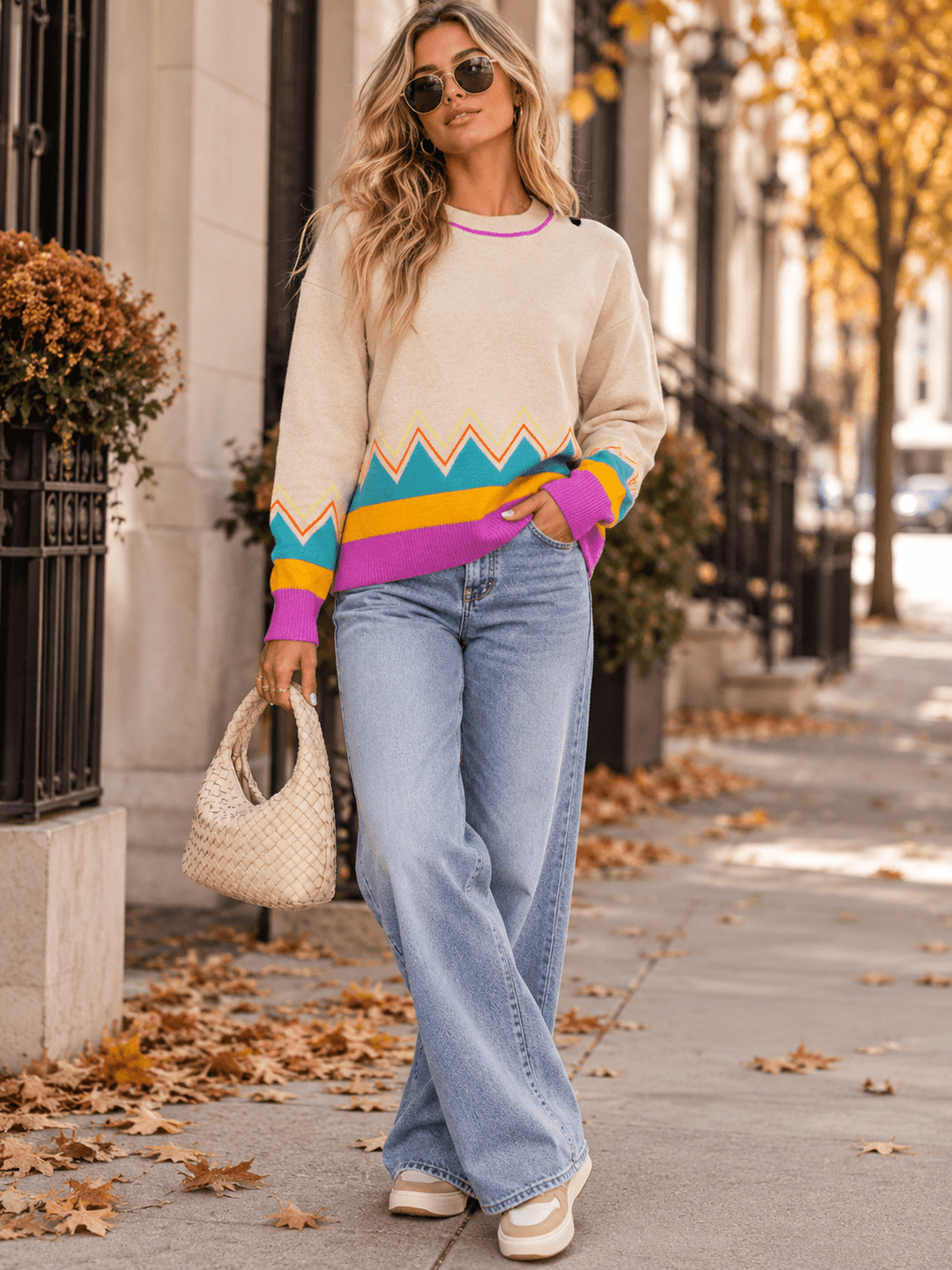 WOMEN'S LONG SLEEVE MULTI PULLOVER SWEATER