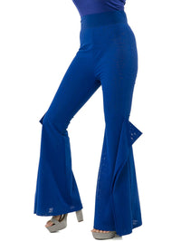 WOMEN'S ZIP UP WIDE LEG RUFFLE DETAILED PANTS