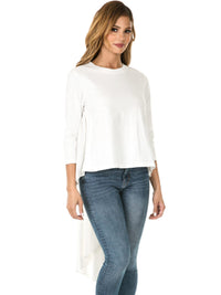 WOMEN'S 3/4 SLEEVE SOLID BACK DETAILED TOP