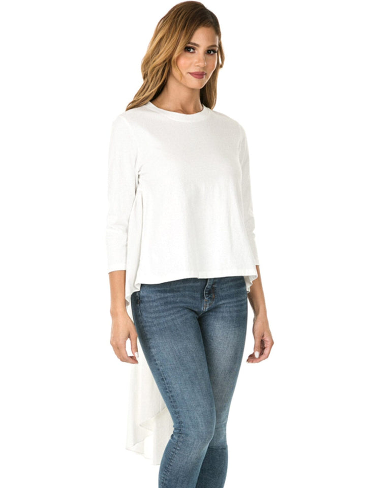 WOMEN'S 3/4 SLEEVE SOLID BACK DETAILED TOP
