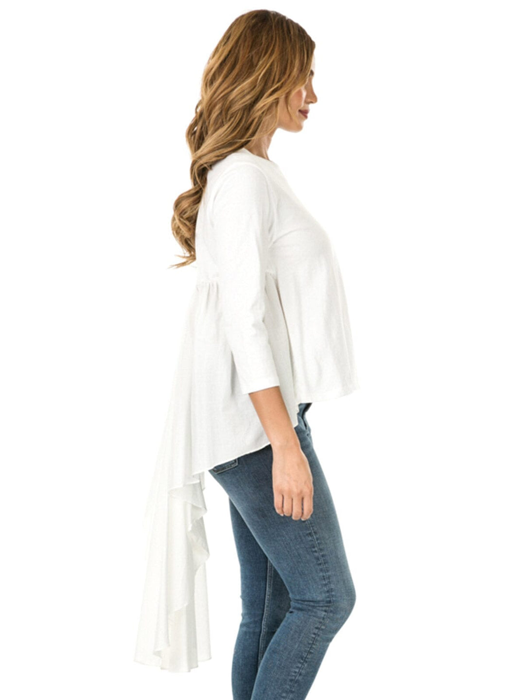 WOMEN'S 3/4 SLEEVE SOLID BACK DETAILED TOP